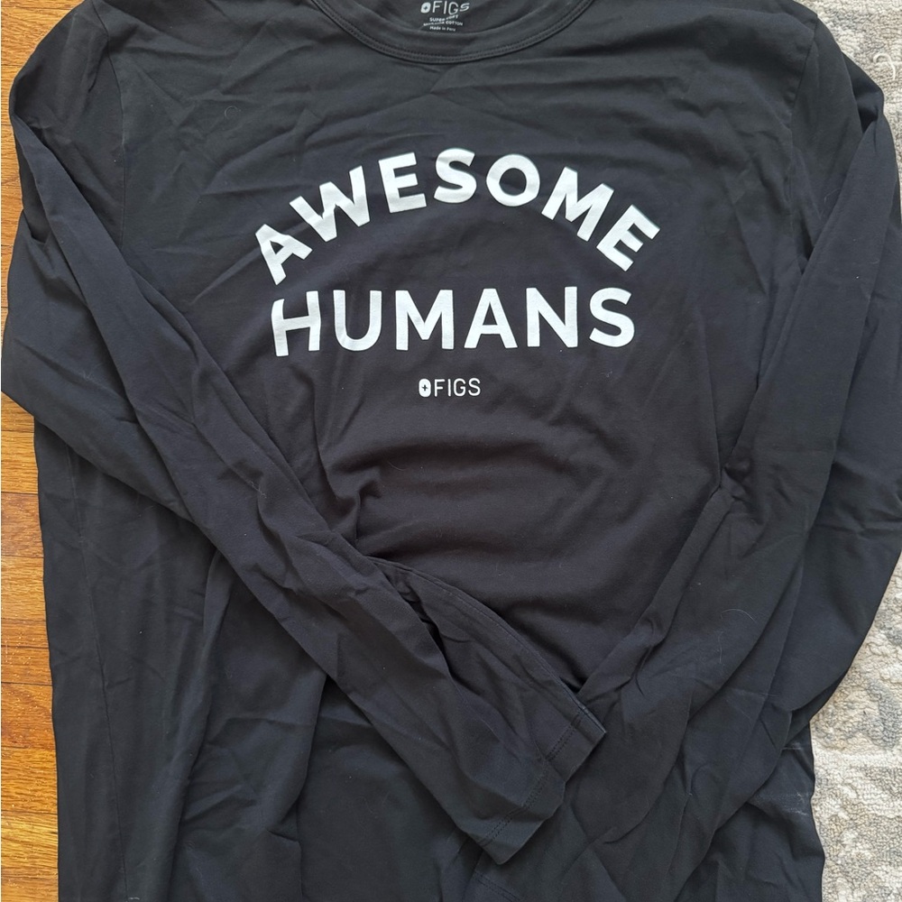 Figs Men’s Black Long Sleeve Shirt - Awesome Humans